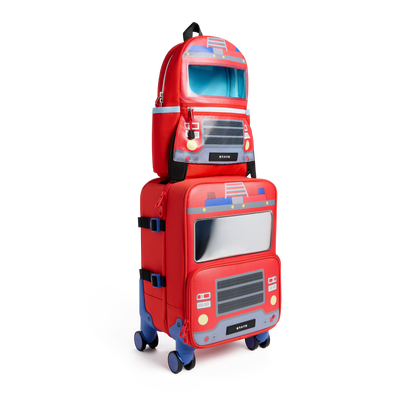 STATE Bags Mini Logan Carry-On Suitcase and Kane Backpack Firetruck Bundle Front View Click to Zoom