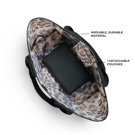 STATE Bags Wellington Cabana Tote Leopard Overhead Interior Features